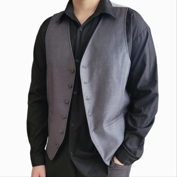 John Varvatos Serge Vest Waistcoat Gray - Picture 3 of 14